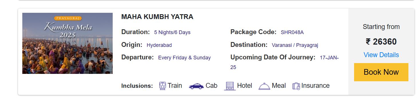 maha kumbh 2025 special tour packages starting date locations and budget in irctc1