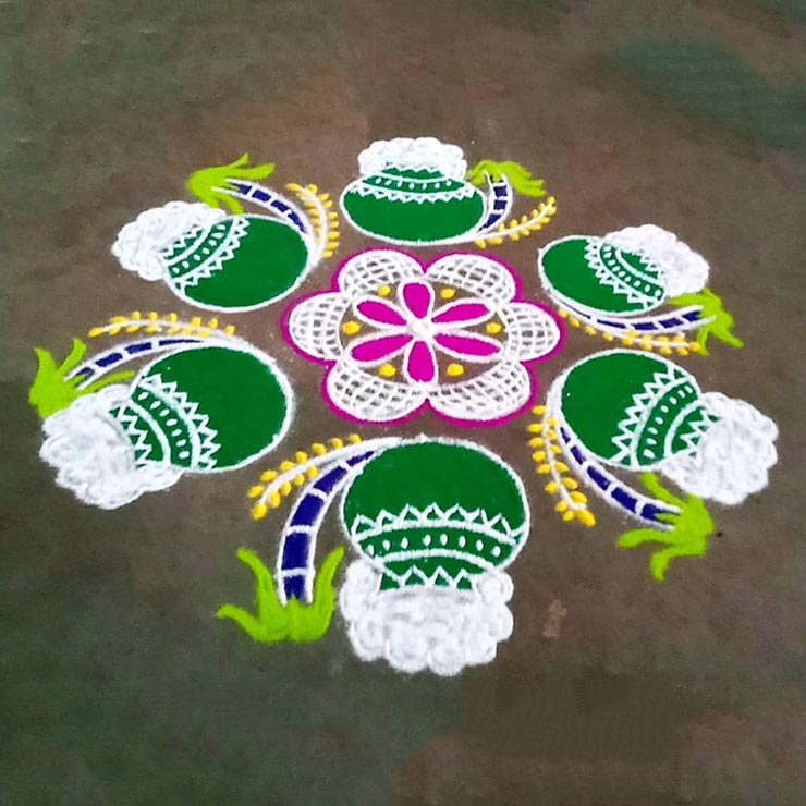 Simple pot rangoli