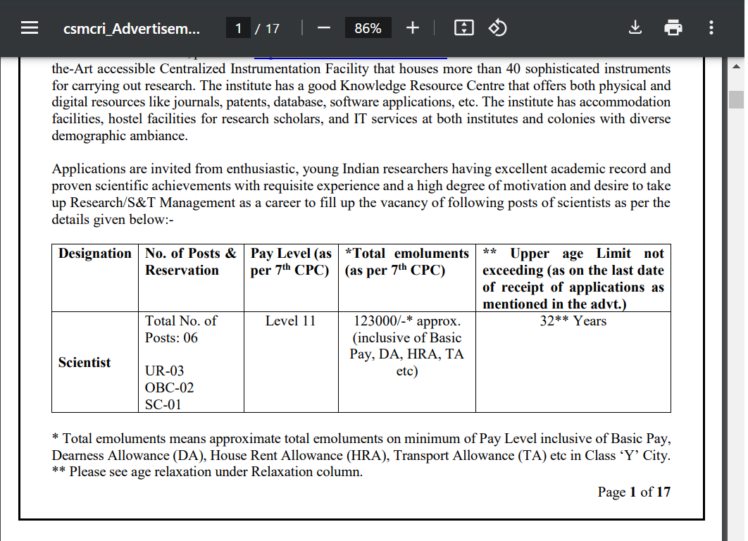 CSIR Scientist vacancy 2025