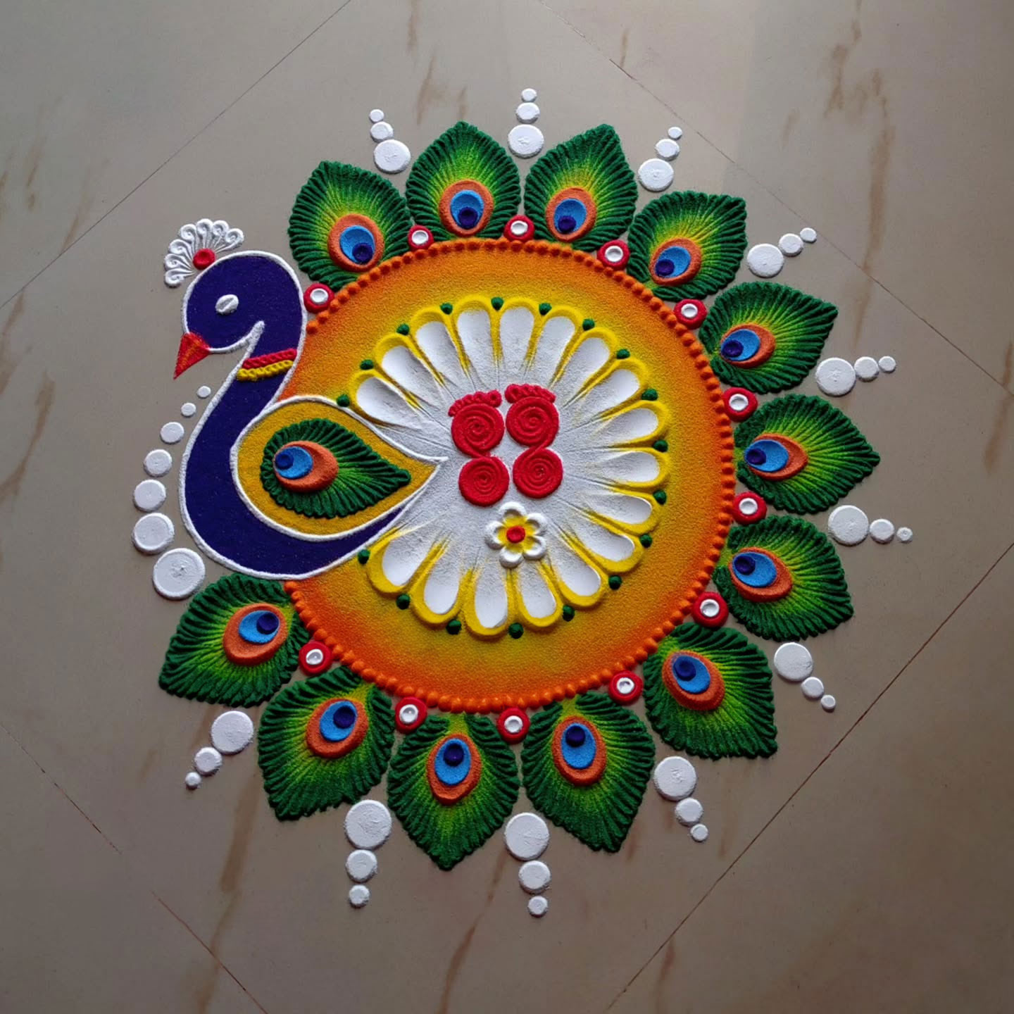 kaanum pongal 2025 peacock mor rangoli design