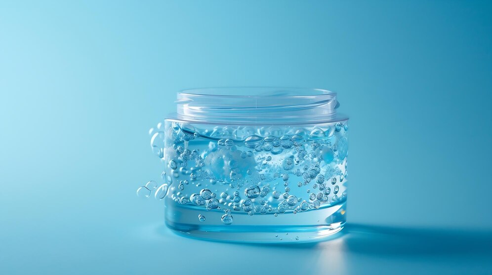 plastic-transparent-container-with-facial-gel-bubbles-air-placed-blue-back-generative-ai_1259709-106671