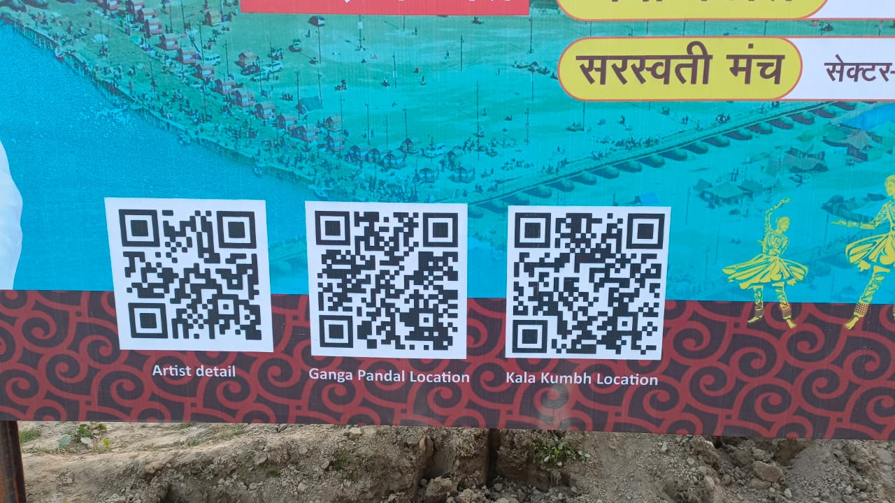 QR Codes for Ganga pandal location in mahakumbh