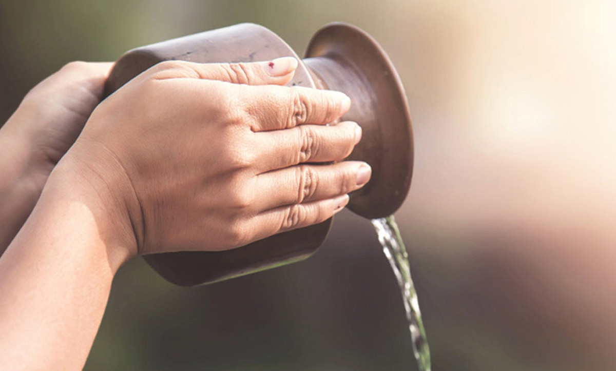 how to offer water to surya