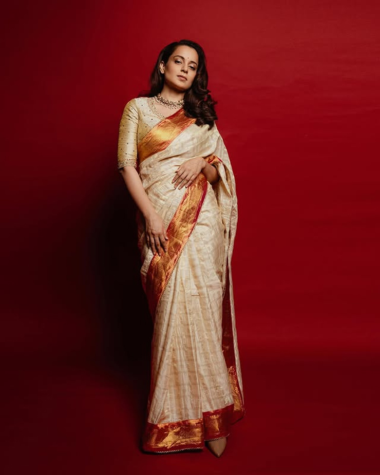 kangna ranaut cotton silk saree