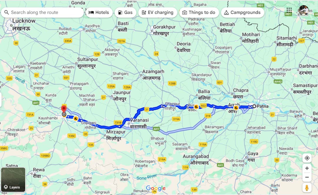 patna to prayagraj road trip by car route