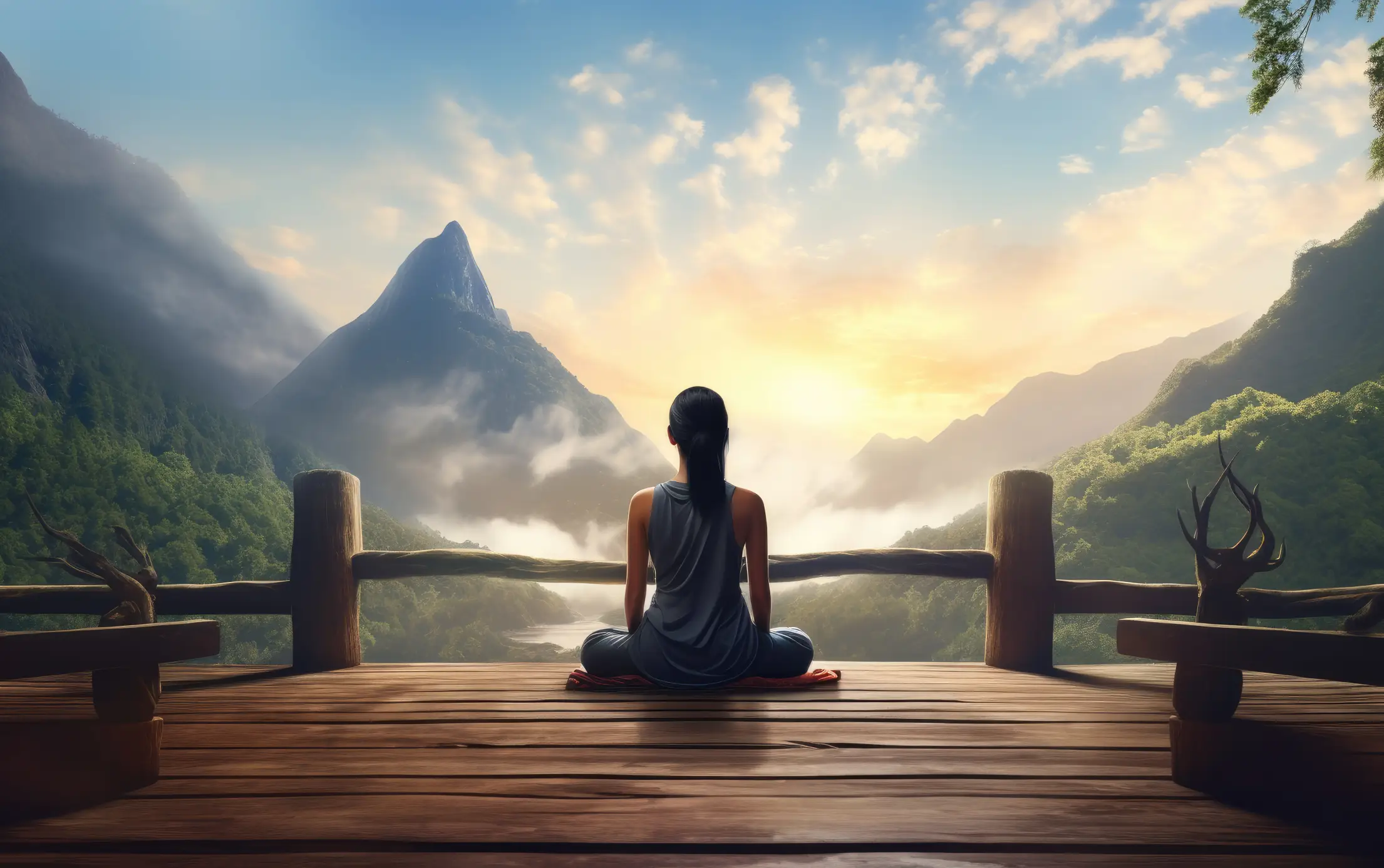 woman-meditating-early-in-the-morning-overlooking-a-mountain-scenery-free-photo