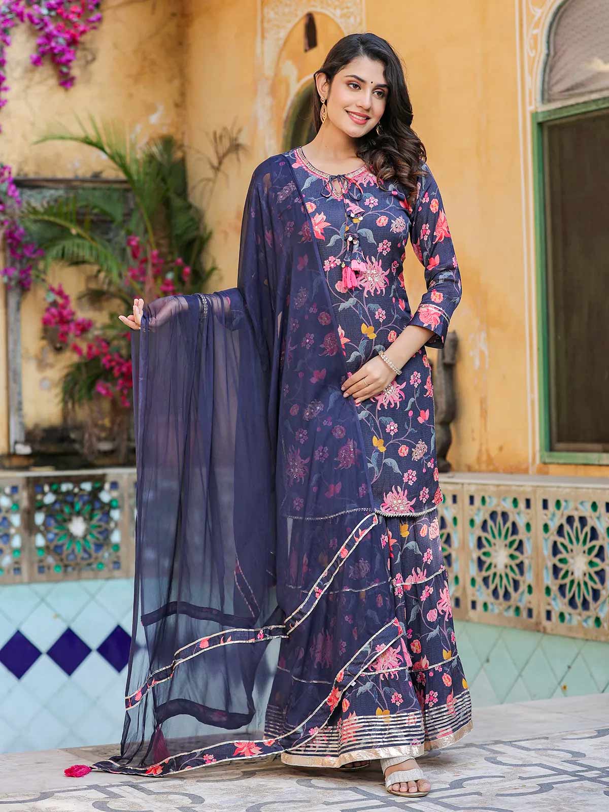 floral sharara suit