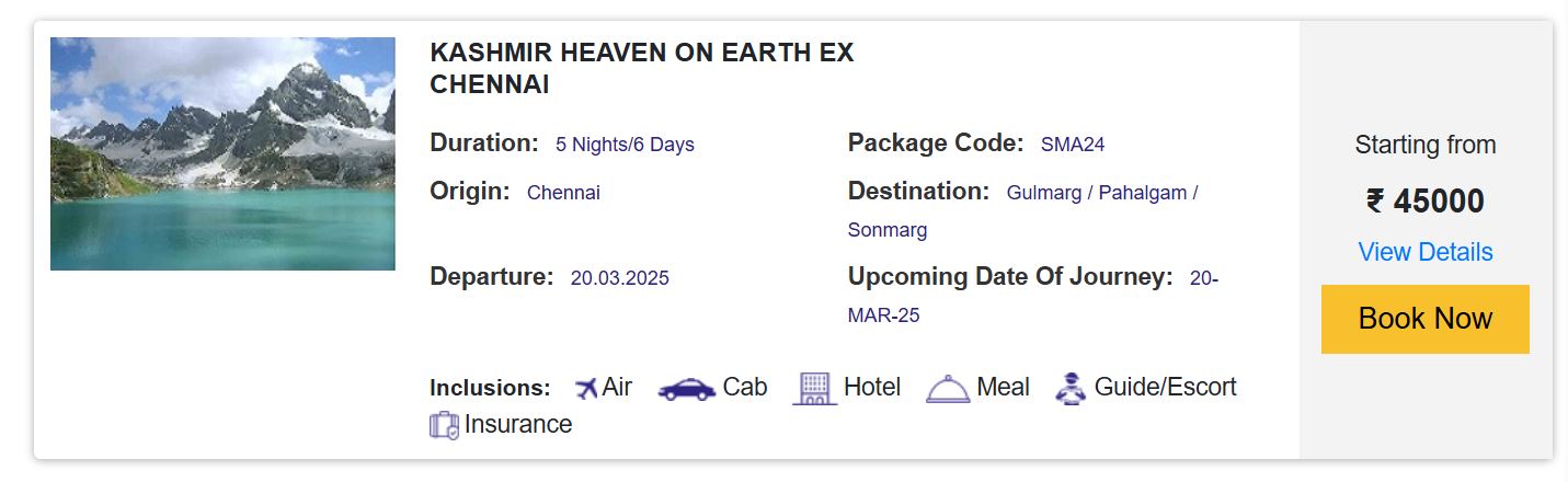 chennai to kashmir irctc tour package budget1