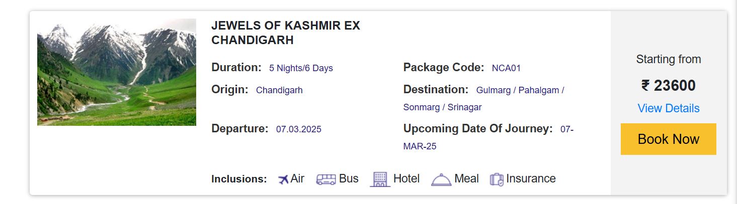 chennai to kashmir irctc tour package budget2