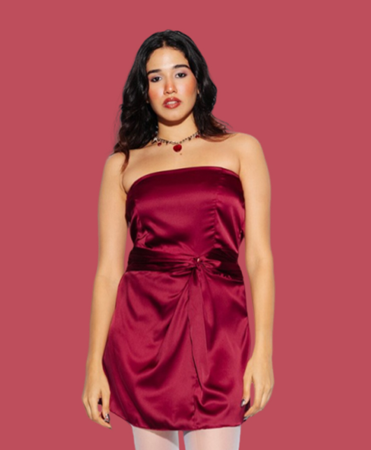 off sholder red dress