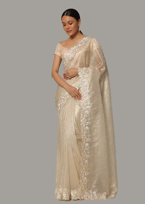 Patch work lace saree