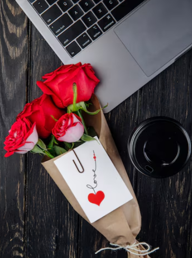 Rose with love letter