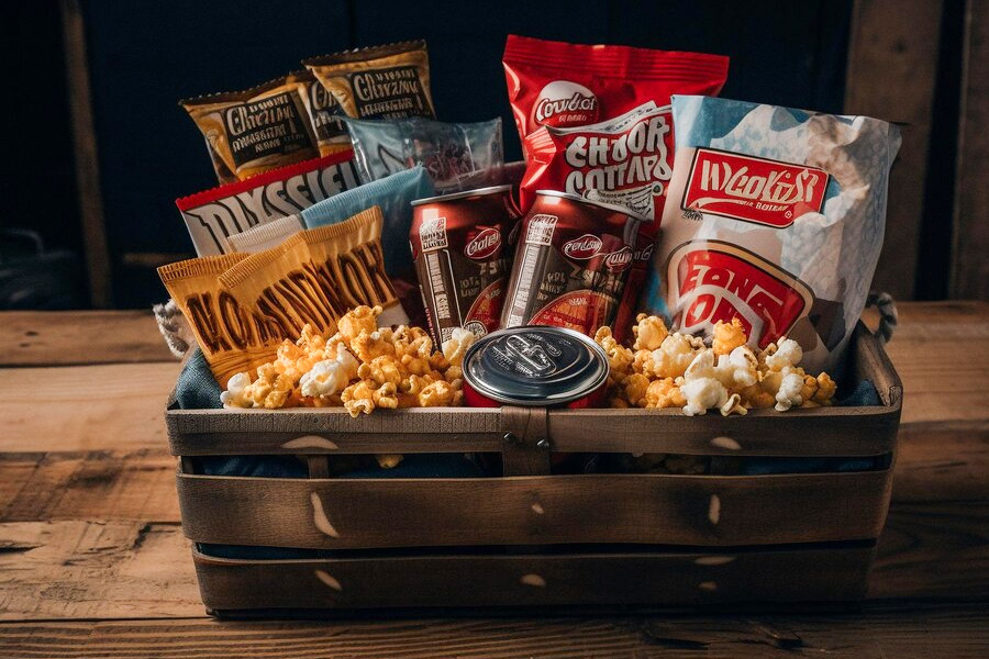 handmade snacks basket for valentines