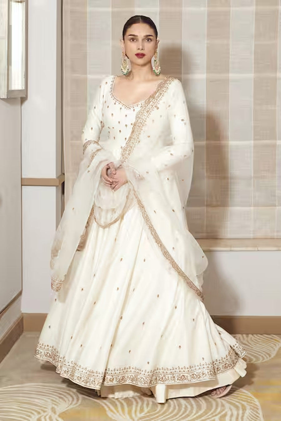 White anarkali suit