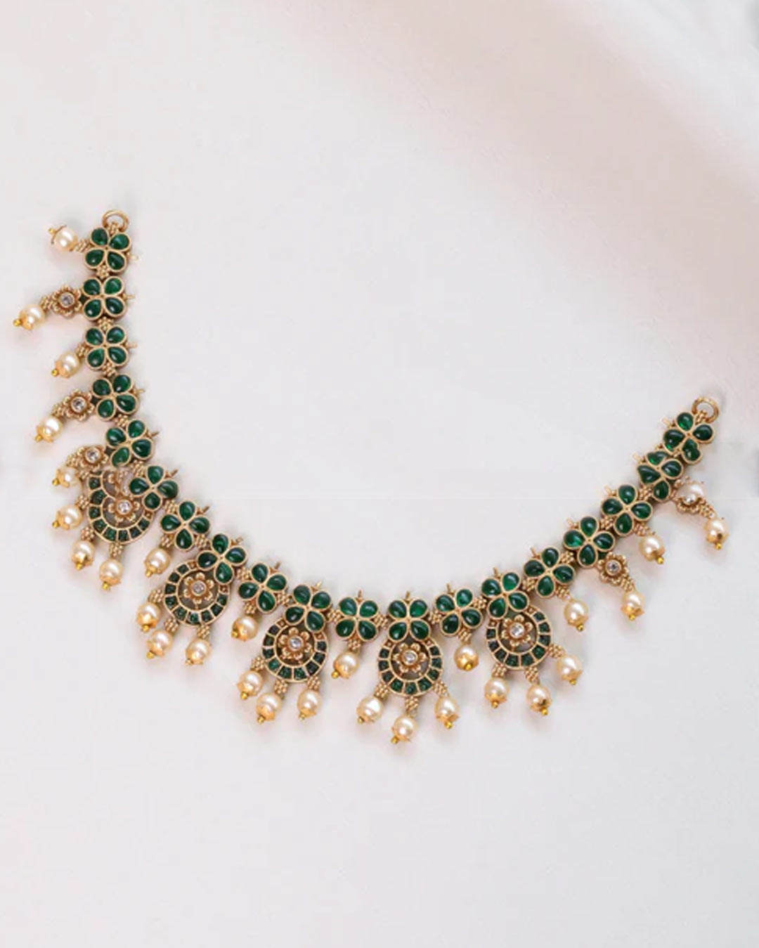 green stone work jewellery (2)