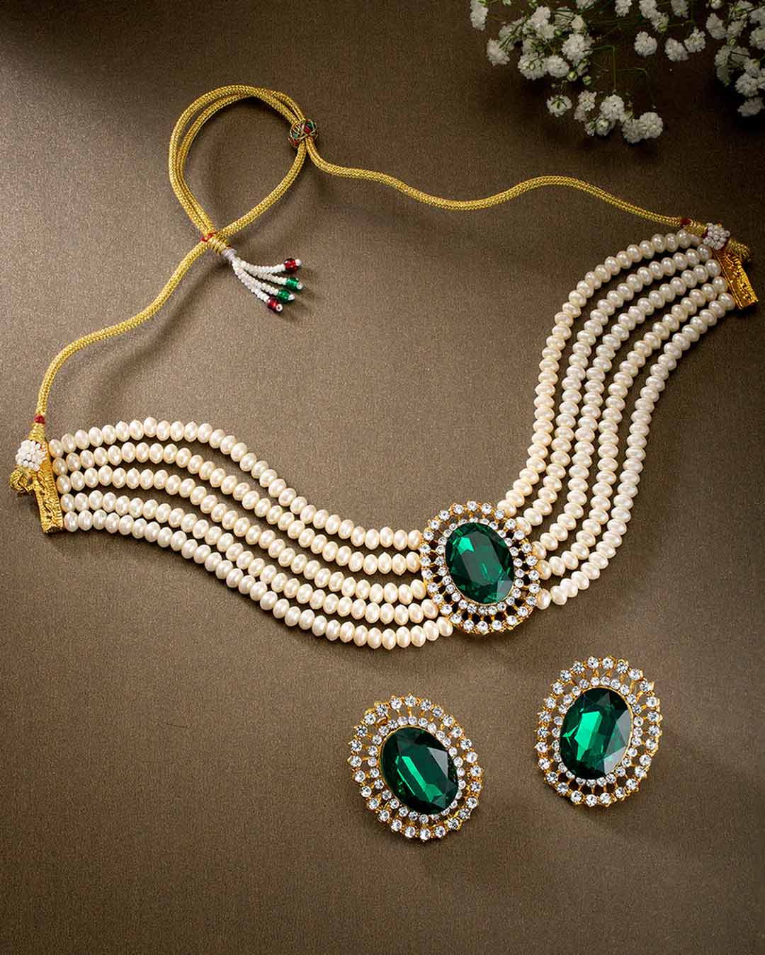 green stone work jewellery (3)