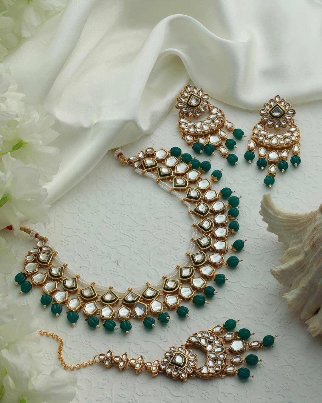 green stone work jewellery (4)