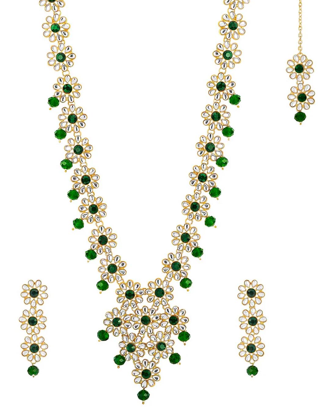 green stone work jewellery