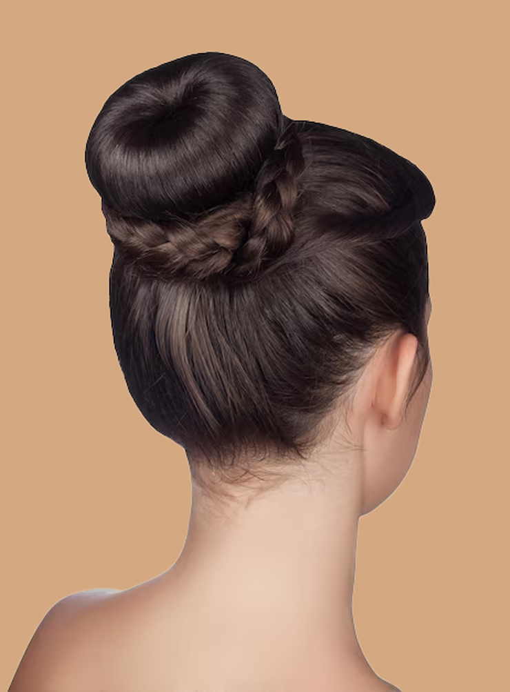 Bun hairstyle look