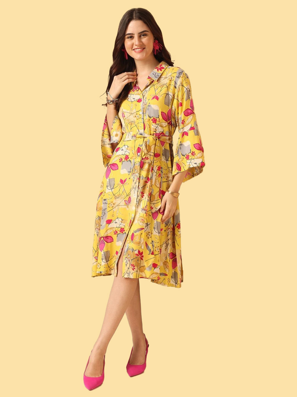 printed shirt dress