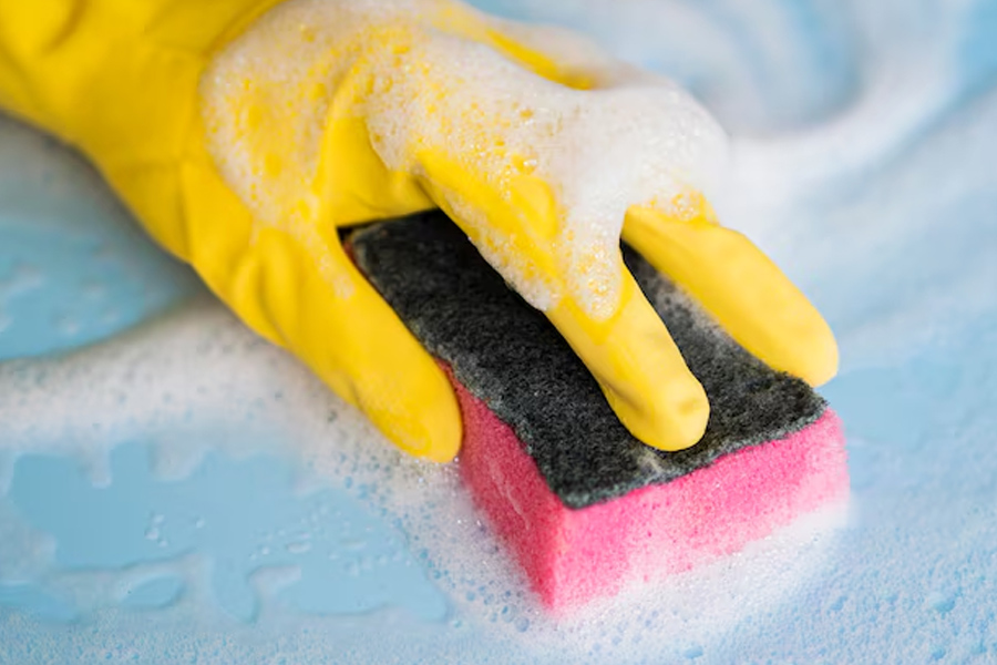 furniture cleaning with sponge