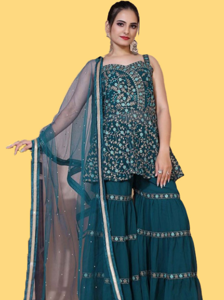 Thread Work Sharara Suit Designs
