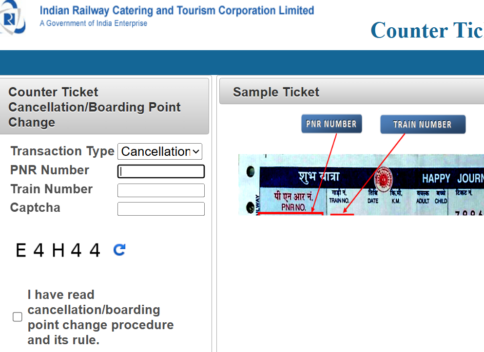 how to cancel counter train ticket