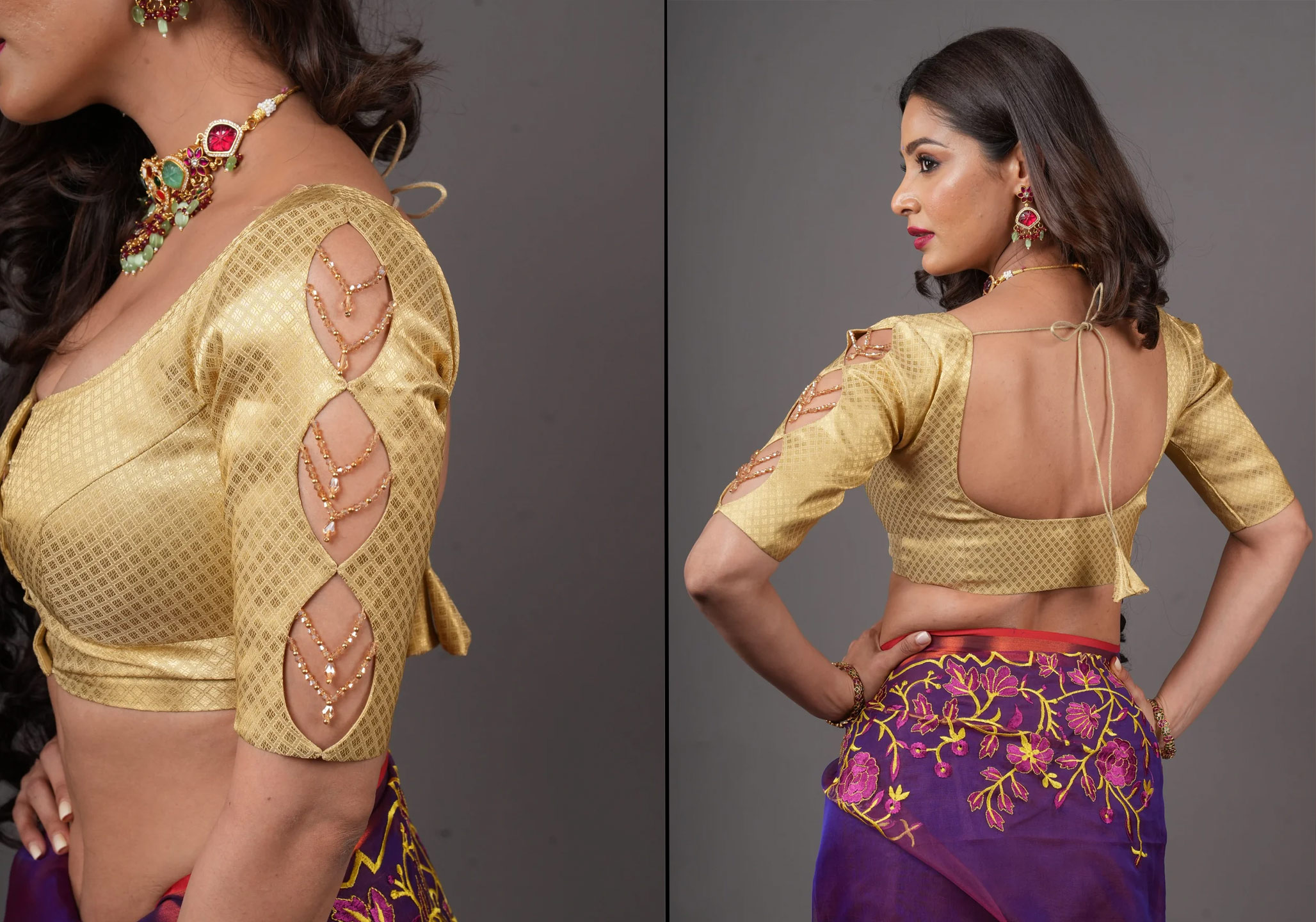 golden blouse designs (2)