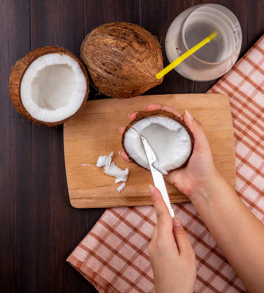 tricks to peel coconut