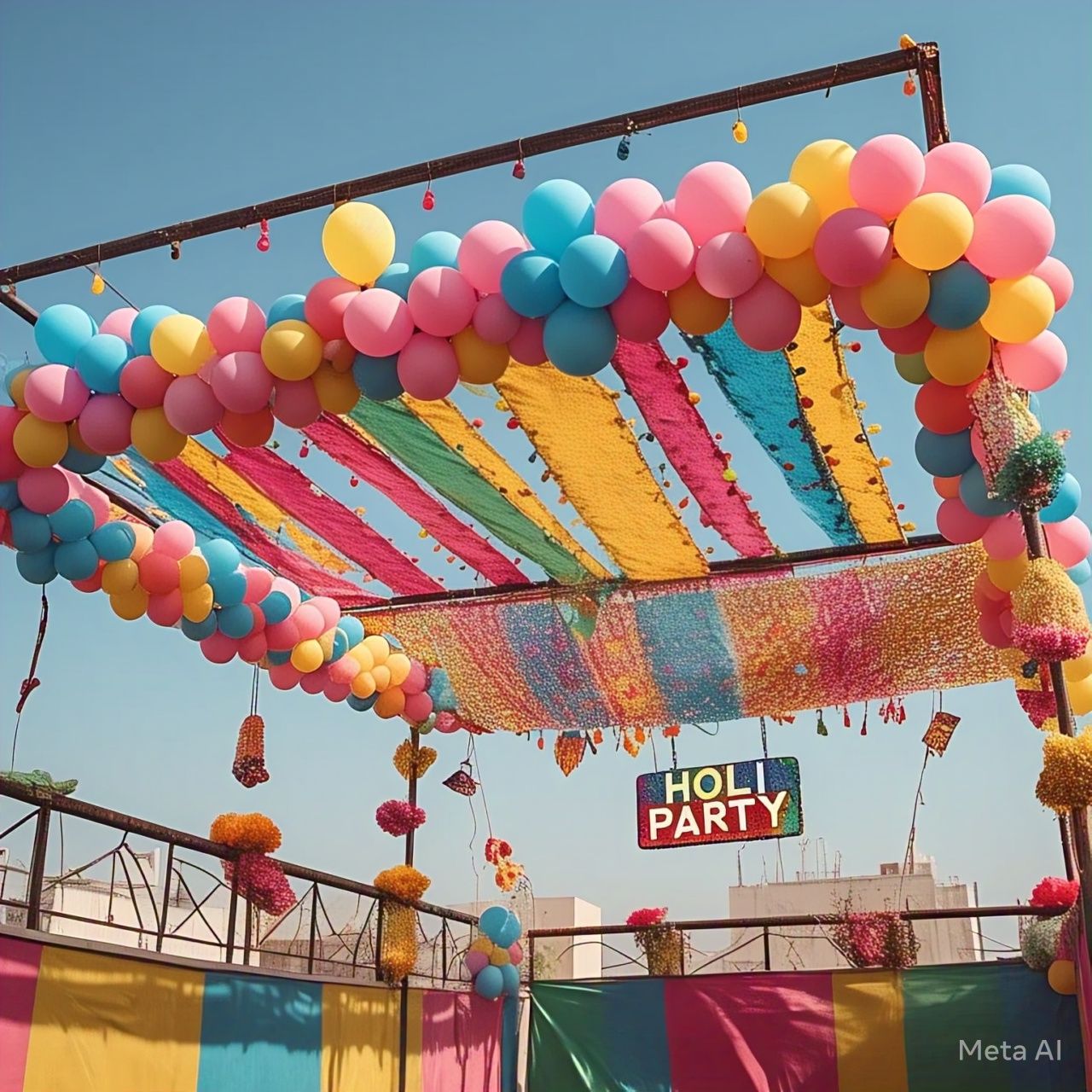 holi party decoration with balloons ideas