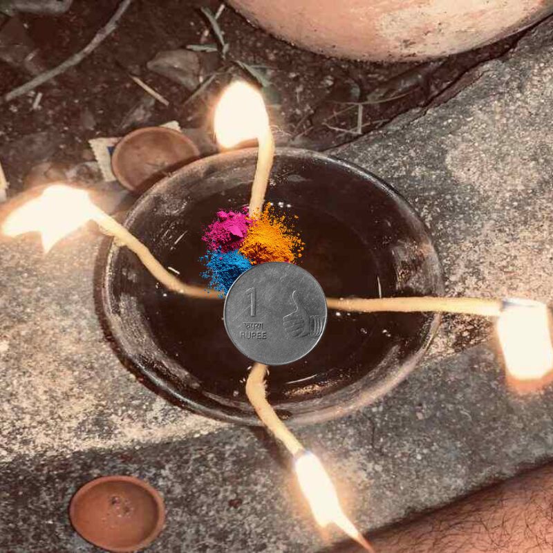 holi pr diye mein gulal aur 1 ka sikka dalkar jalane ka mahatva