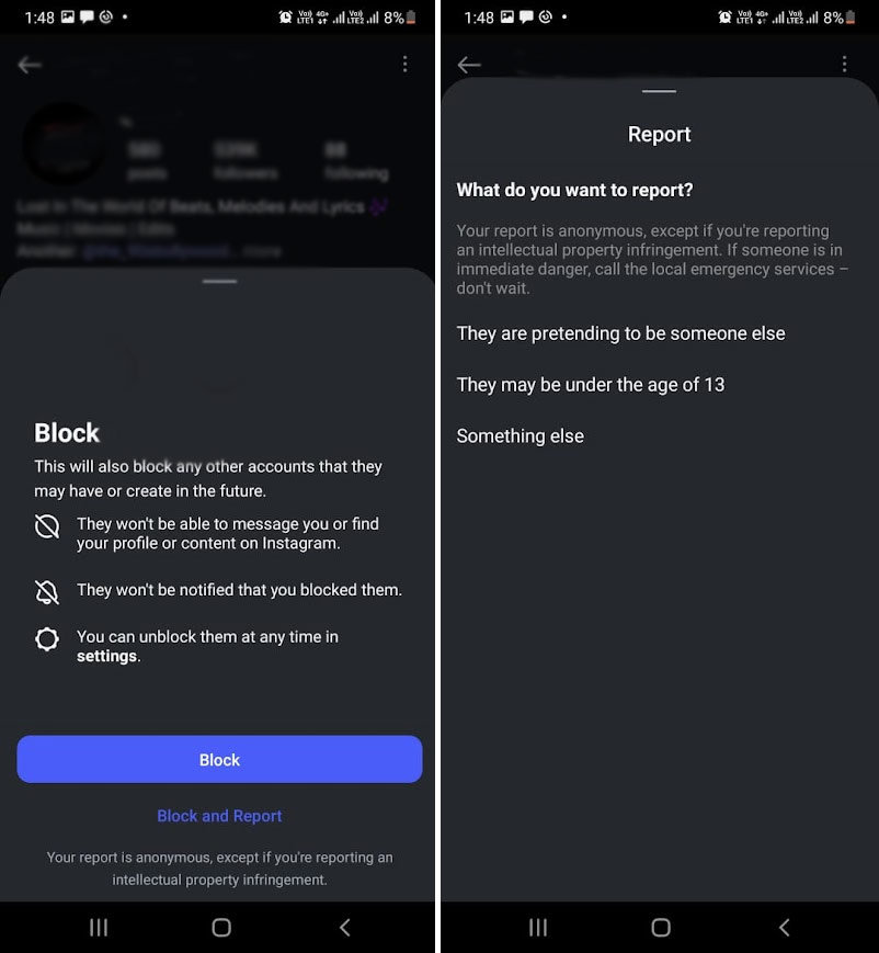 what is the right way to block fake and spam accounts on instagram1