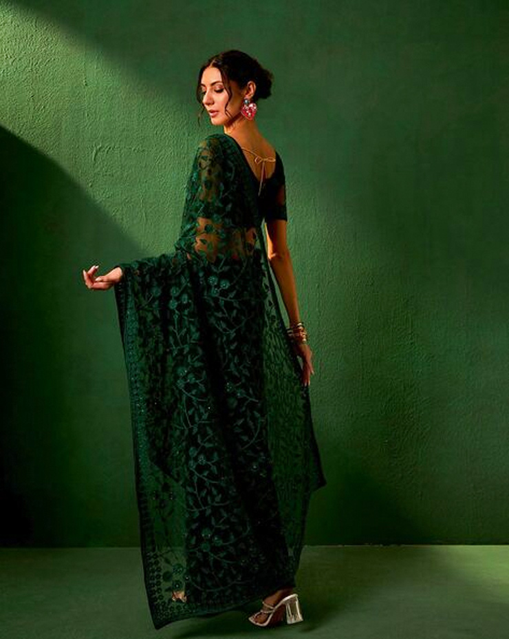 Heavy work net saree