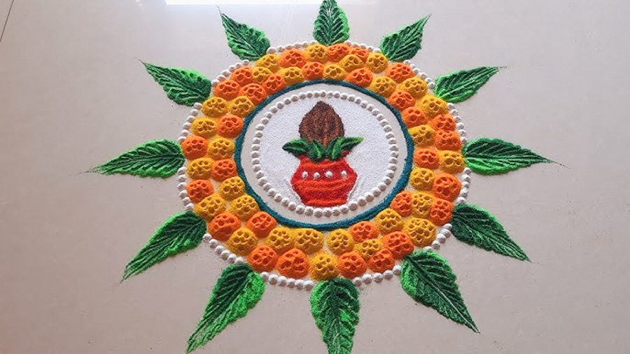 gudi padwa 2025 easy and unique rangoli design