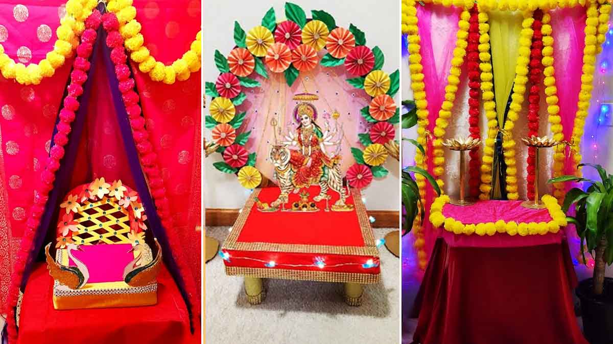 माता की चौकी सजाने के आइडियाज । माता रानी की चौकी को दुपट्टे से कैसे ...