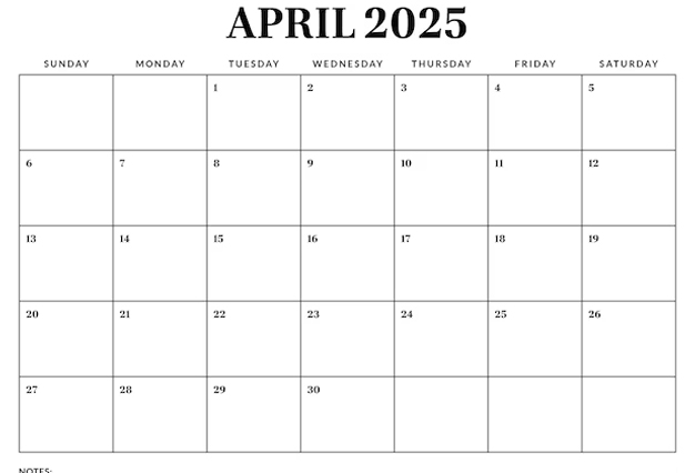 April Holiday list in 2025
