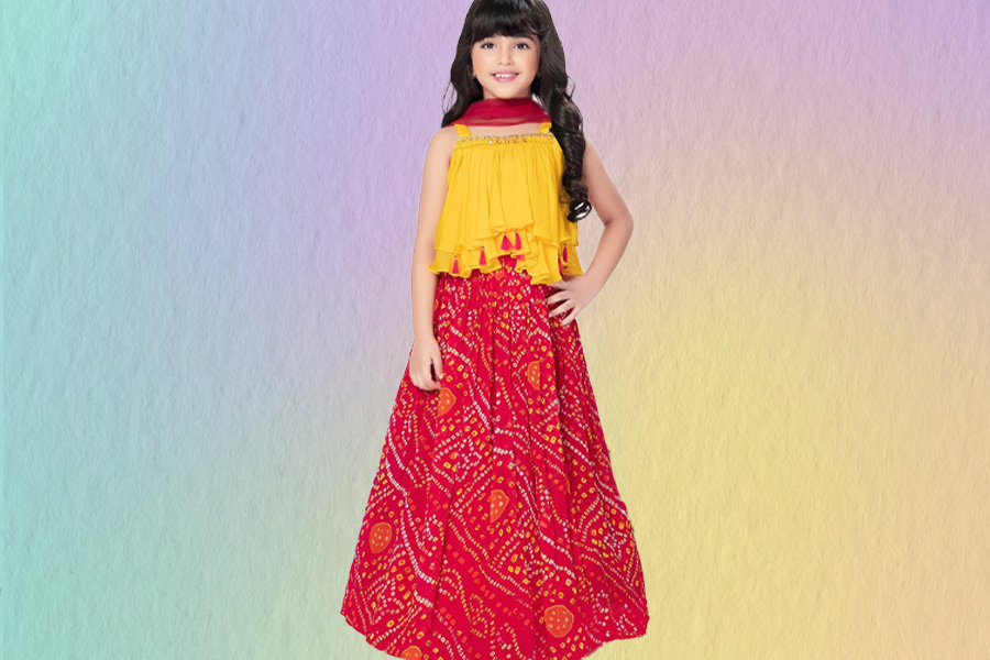 red yellow lehenga