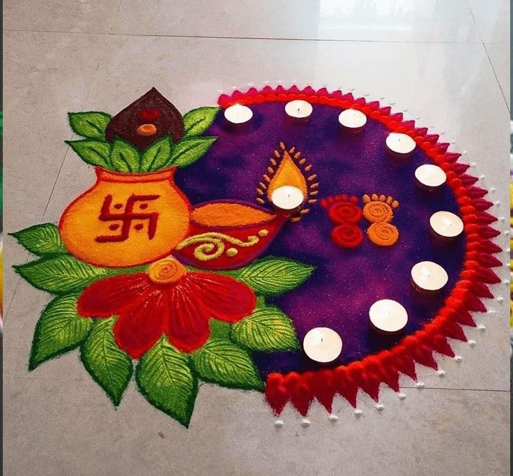 Kalash rangoli design ideas