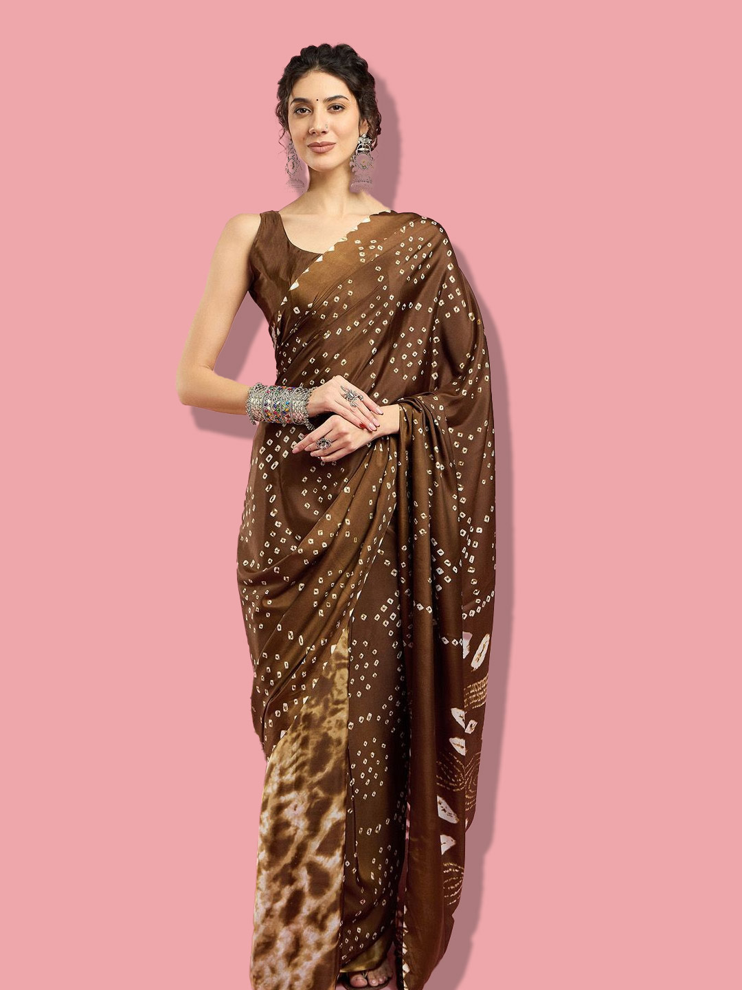 Brown colour saree