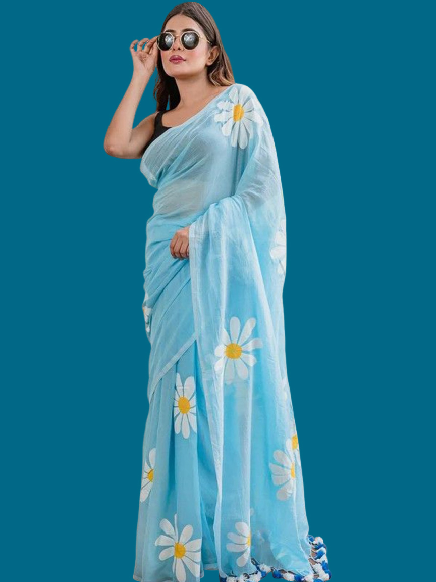 Floral print saree (3)