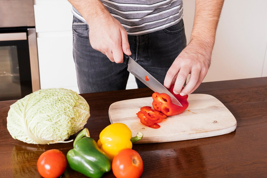 cutting vegetables