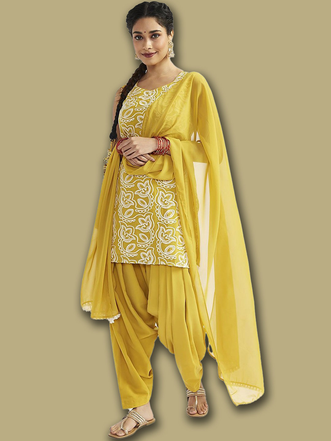 yellow patiala suit