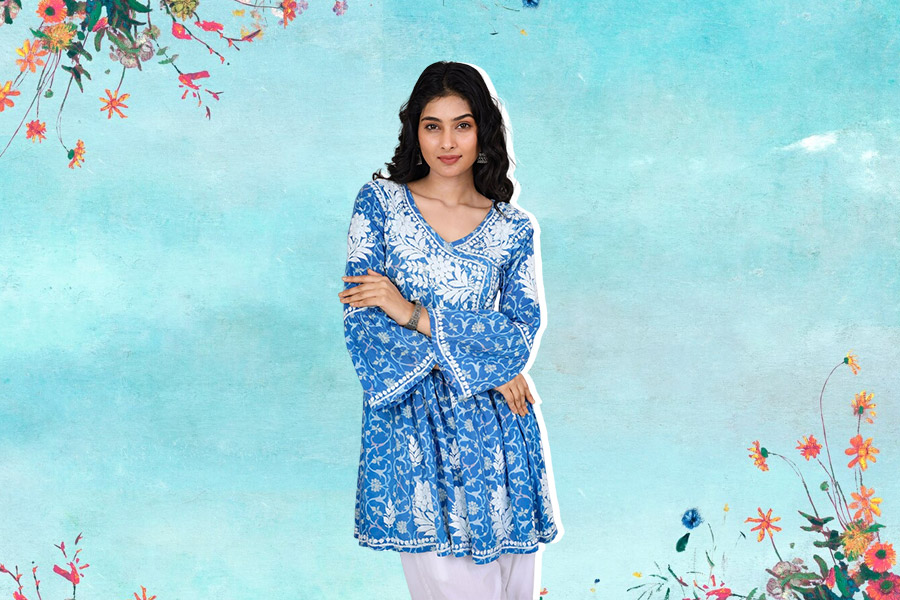 sky blue kurti