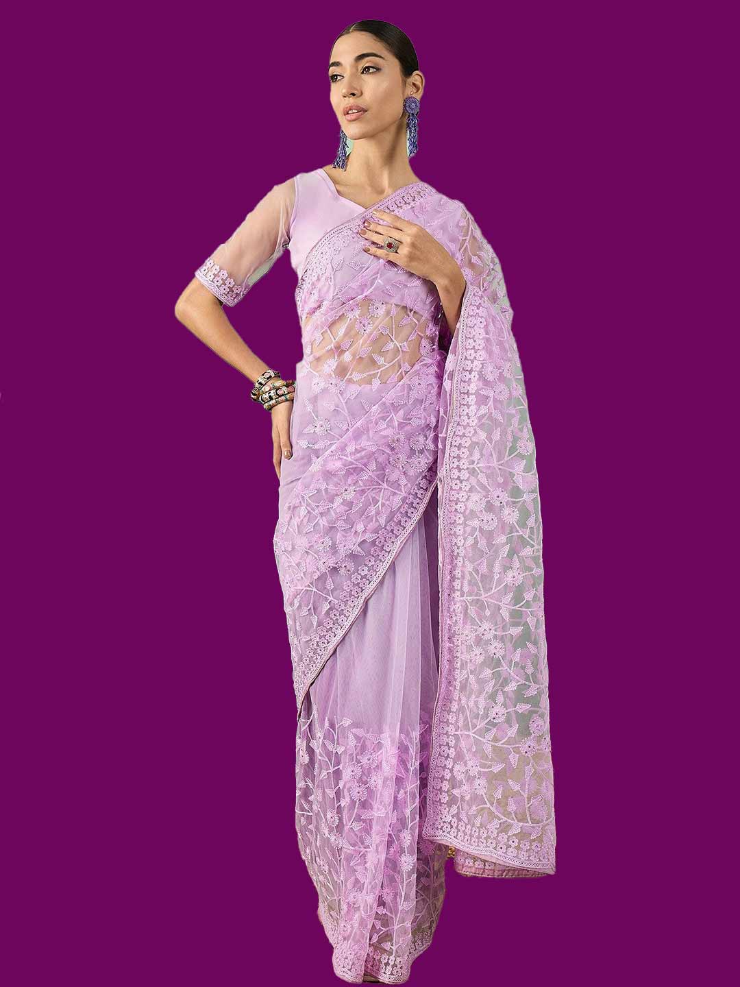 Floral net saree