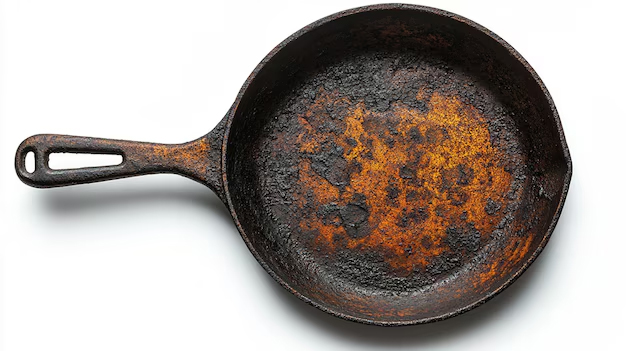 clean burnt utensil with peel