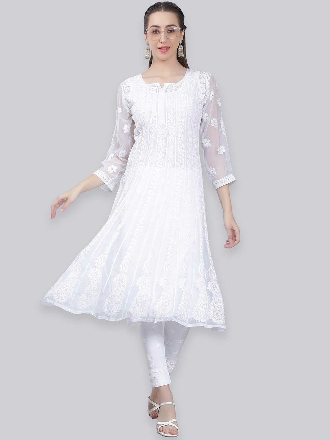 Chikankari Anarkali Kurti