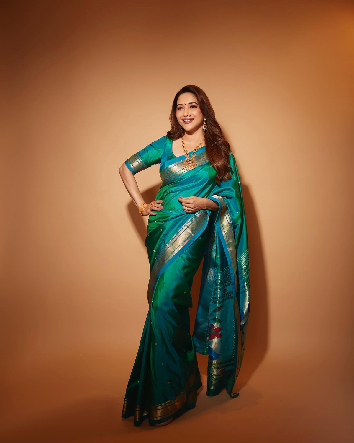 madhuri dixit silk saree
