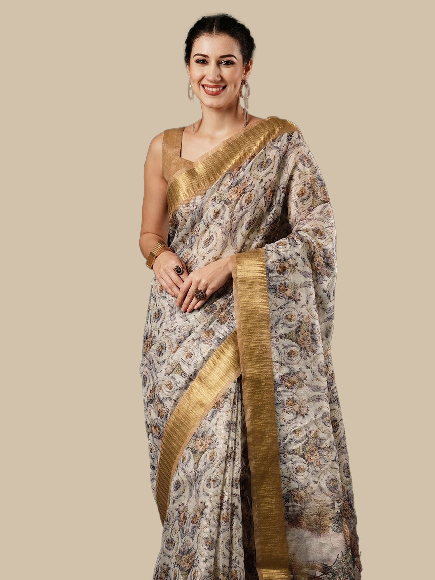Heavy print Design Organza Saree