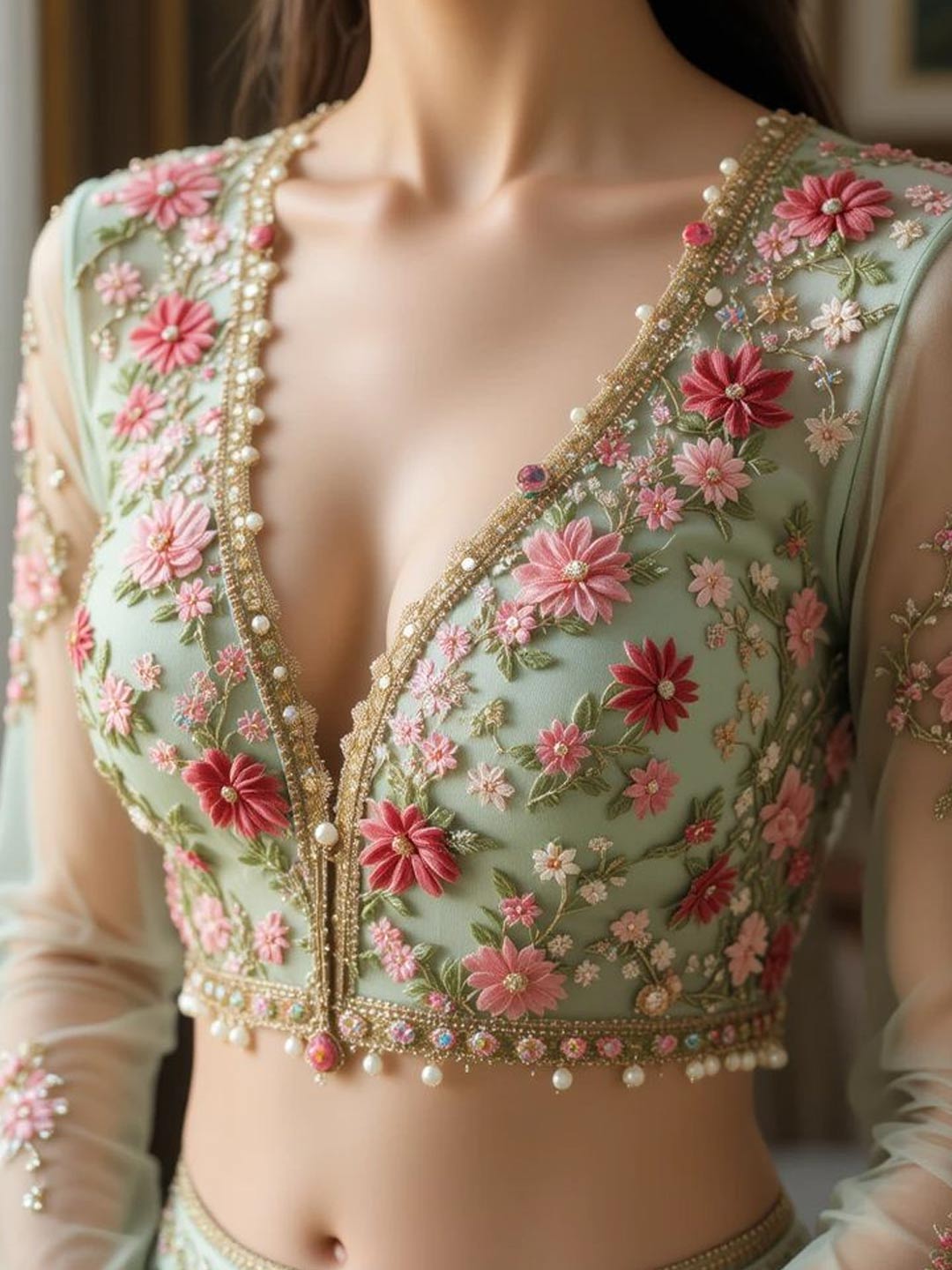 V neckline blouse (2)