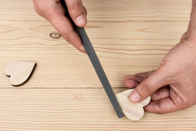 knife sharpen with sand paper